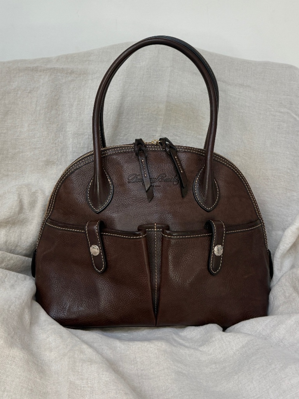 Dooney & Bourke Florentine Domed Satchel Handbag ~Luxe Italian Vacchetta Leather